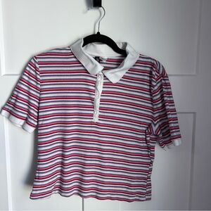 H&M Polo Shirt - Red, Blue, and White Stripes 100% Cotton